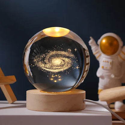 3D Engraved Crystal Ball Lamp – Warm LED Night Light