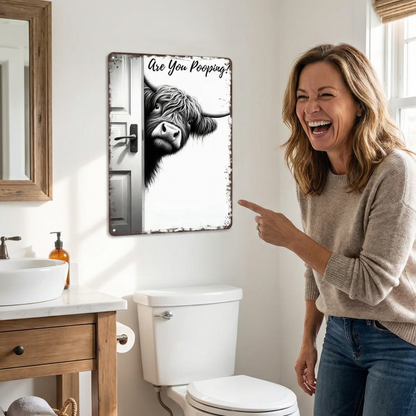 Funny Metal Bathroom Sign – Smiles Included