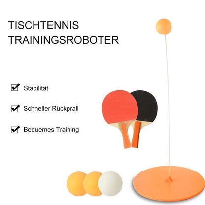 Table tennis set with flexible training arm