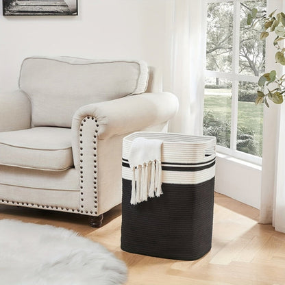 Large Woven Cotton Rope Laundry Basket with Handles