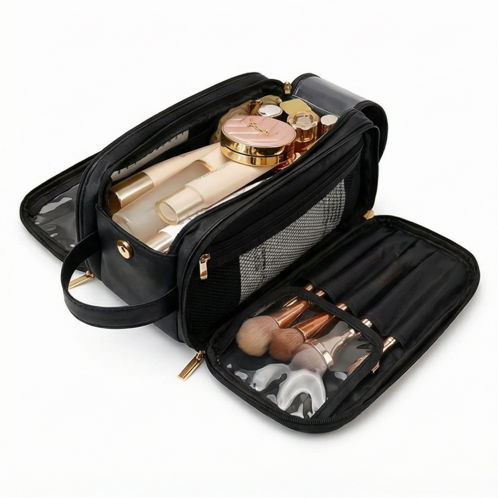 Make-up organizer with flat opening design