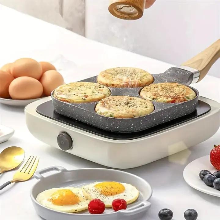 4-Kammer Bratpfanne mit Maifan-Steinbeschichtung für Eier und Pfannkuchen