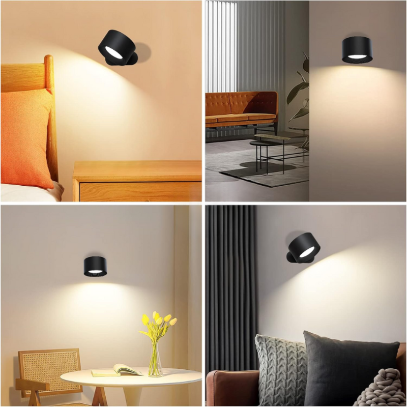 Rechargeable LED Wall Light with 360° Swivel Head – Touch Control, No Wiring