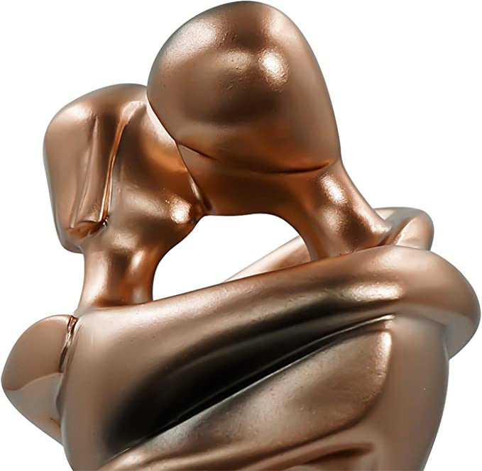 Bronze Hugging Couple Sculpture – Decorative Figurine for Home