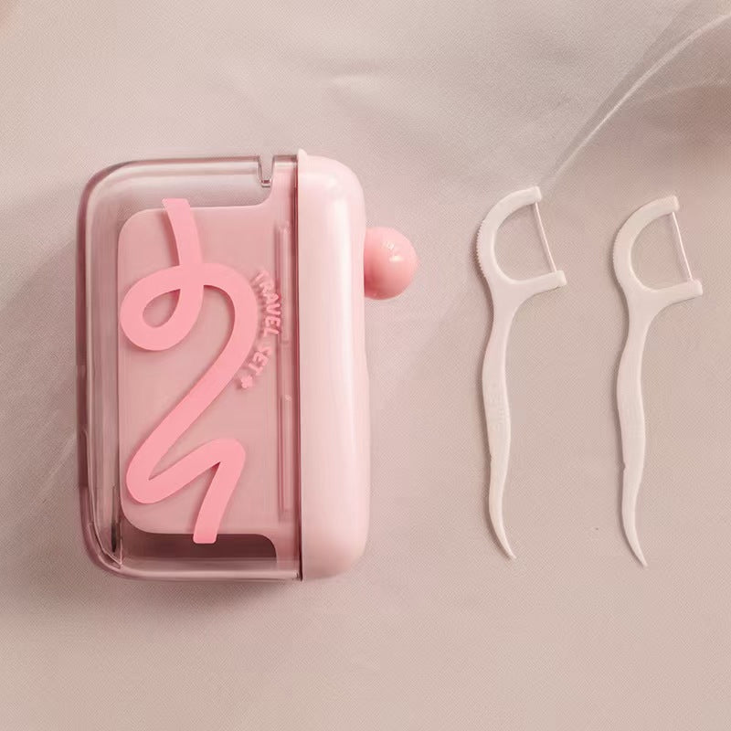 Floss dispenser with push button