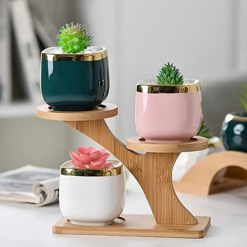3-tier bamboo plant stand – Tree-shaped display for houseplants