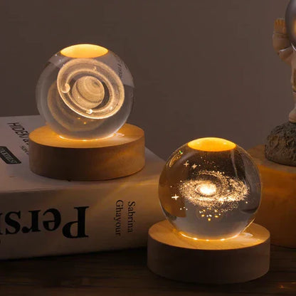 3D Engraved Crystal Ball Lamp – Warm LED Night Light