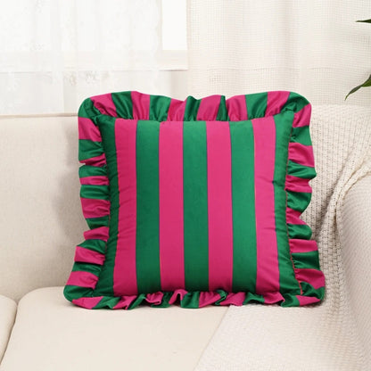 Pillow with Ruffled Edge and Stripe Pattern