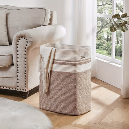 Large Woven Cotton Rope Laundry Basket with Handles