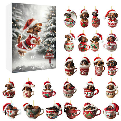 Christmas Advent calendar with 24 dachshund acrylic charms