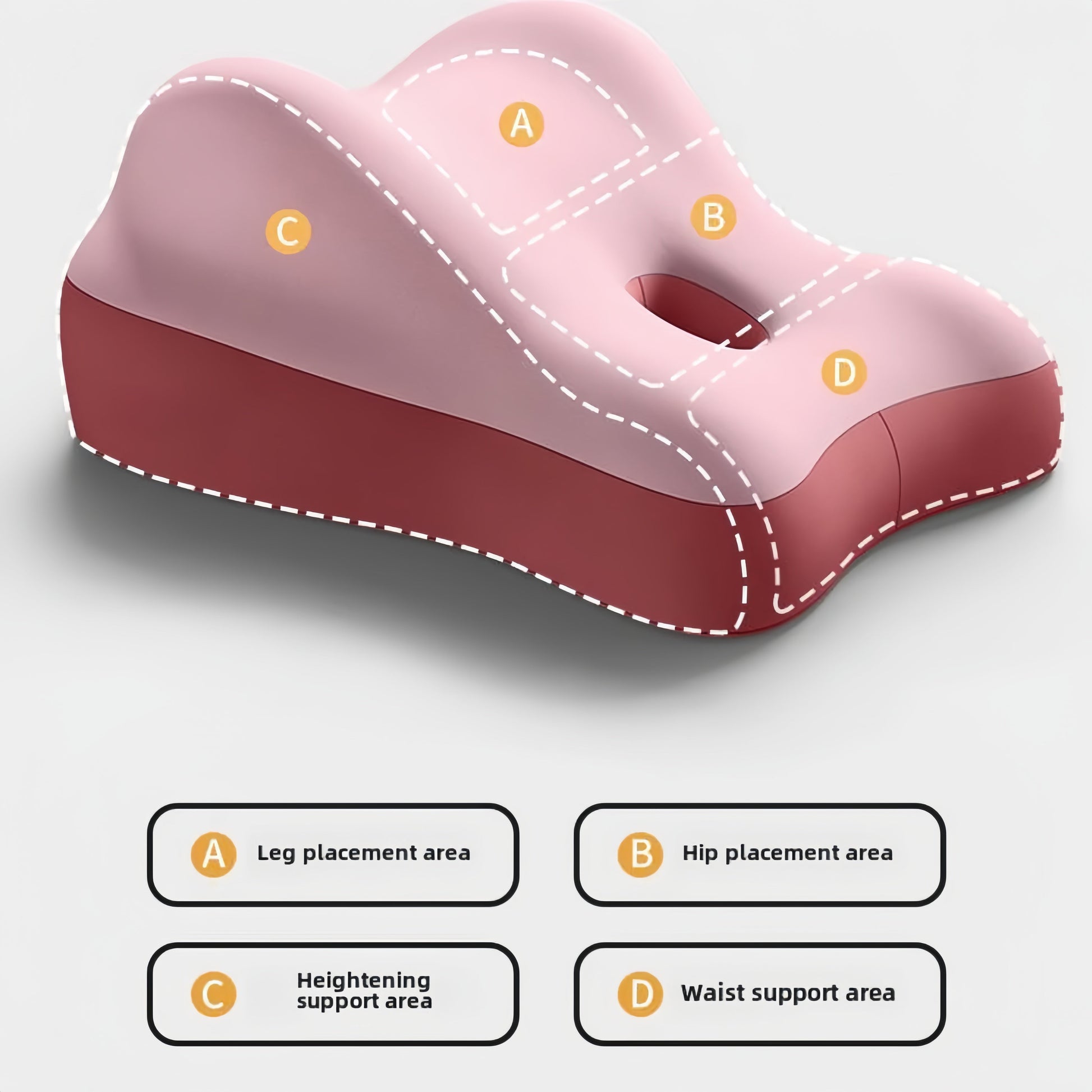 Wedge pillow for couples with ergonomic shape