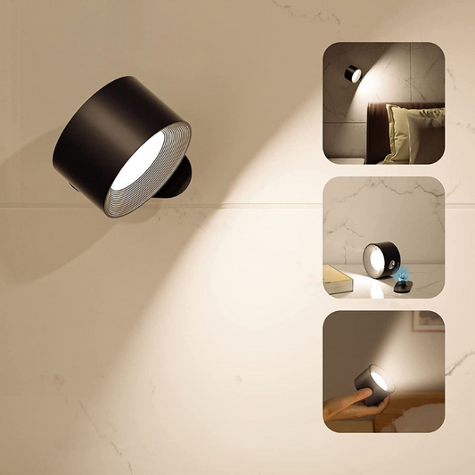 Rechargeable LED Wall Light with 360° Swivel Head – Touch Control, No Wiring
