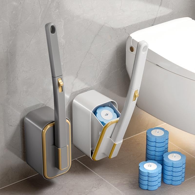 Disposable toilet brush with wall mount