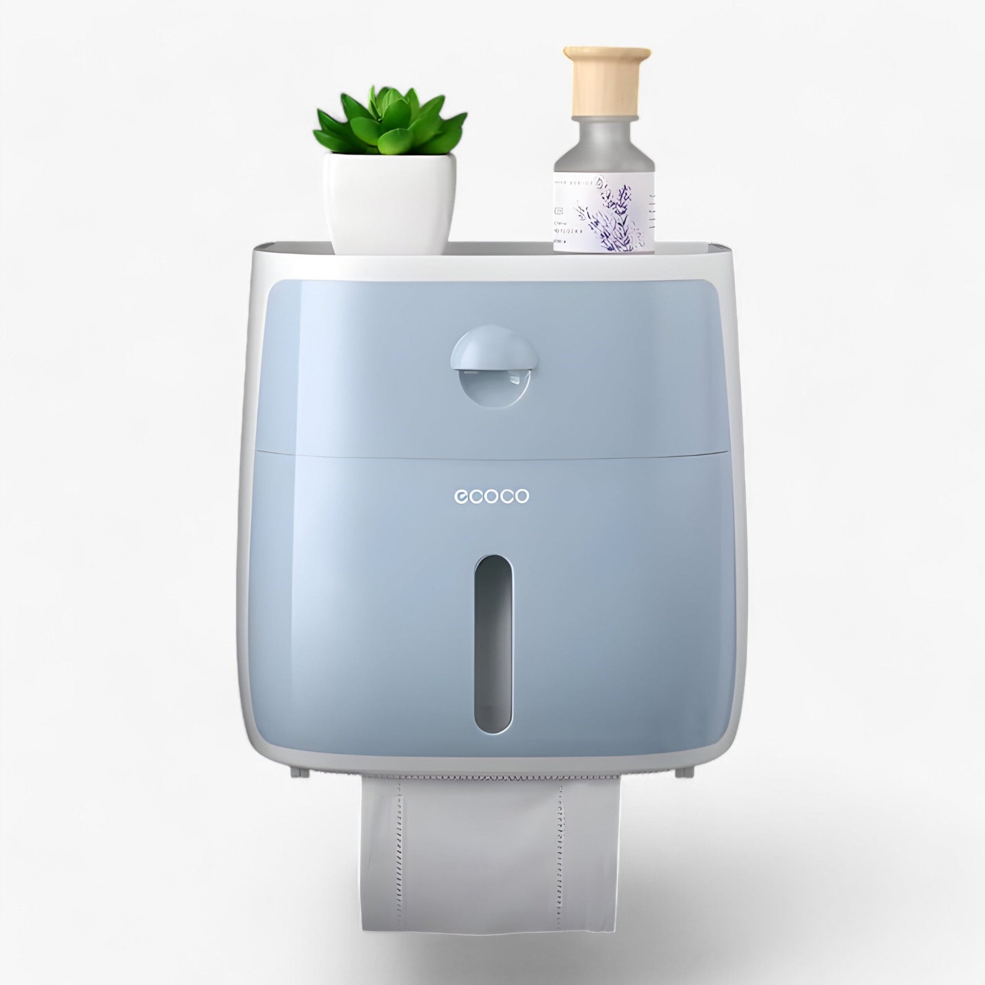 Toilet paper holder with waterproof cover and shelf