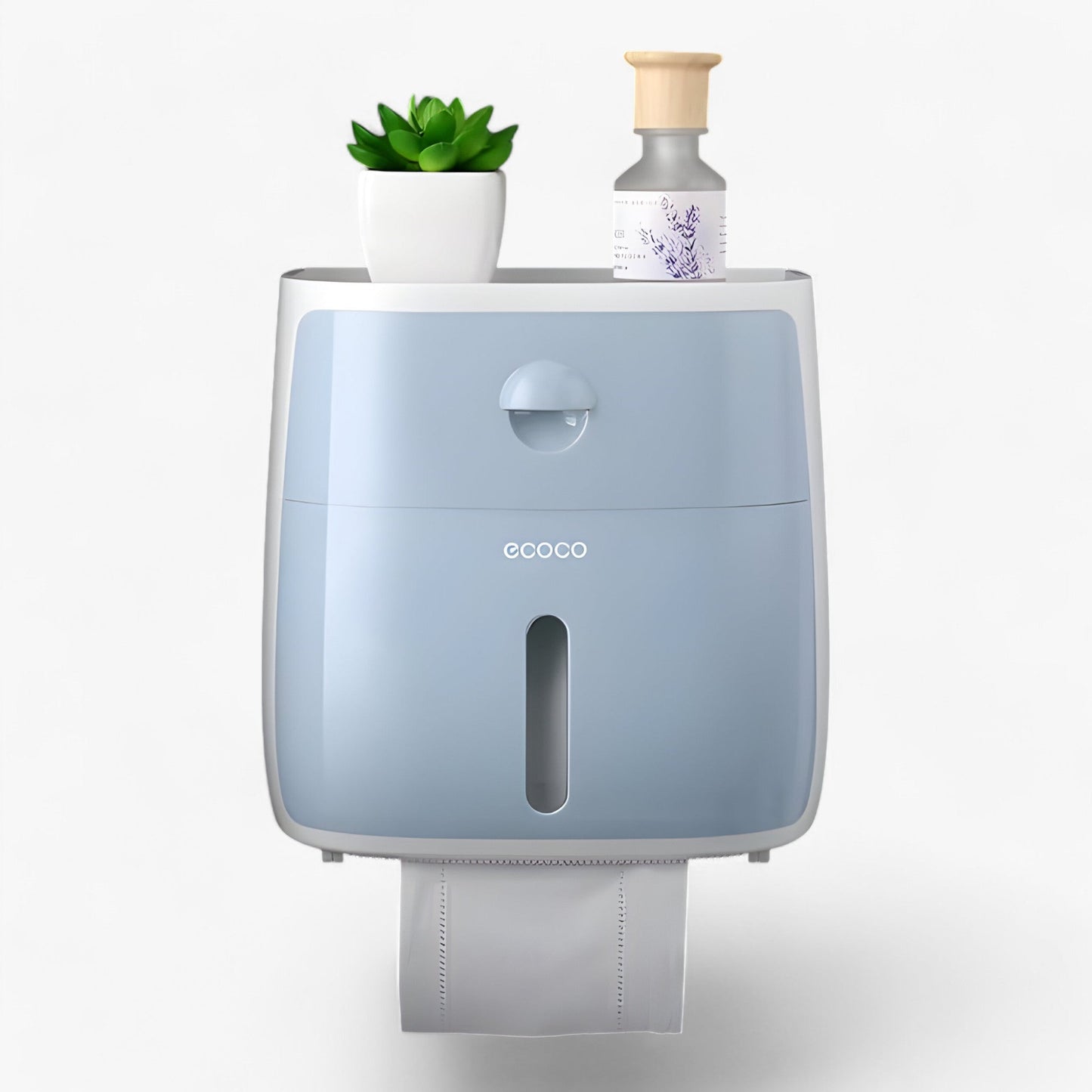 Toilet paper holder with waterproof cover and shelf