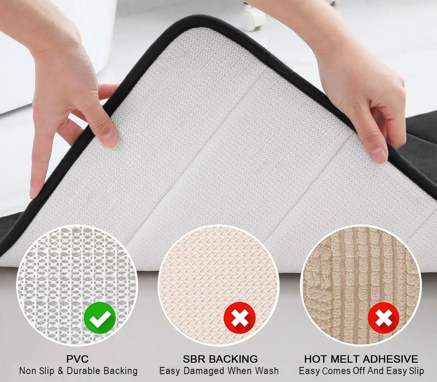 Memory foam bath mat non-slip with 3D design