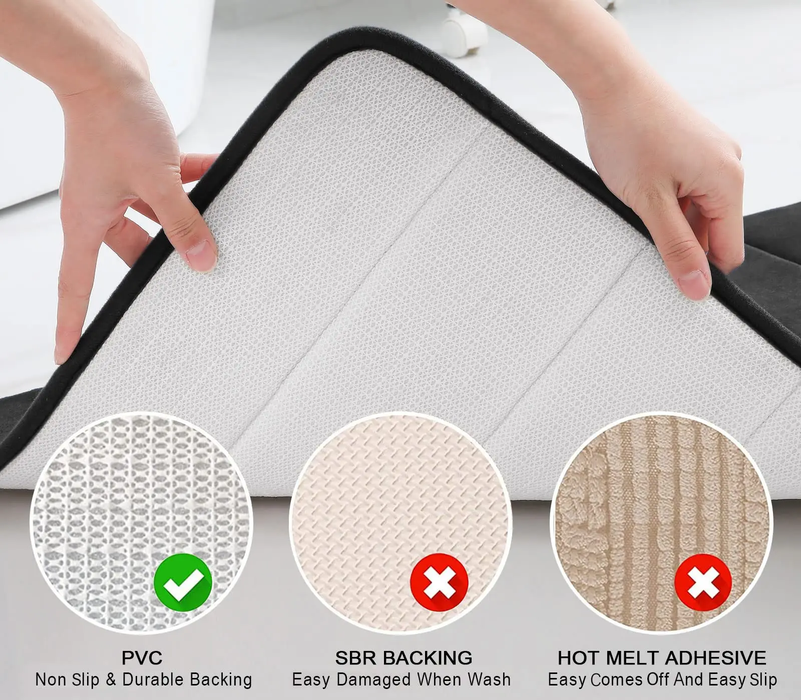 Memory foam bath mat non-slip with 3D design
