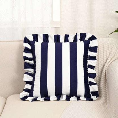 Pillow with Ruffled Edge and Stripe Pattern