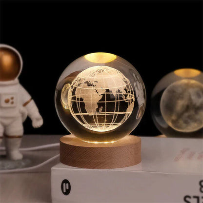 3D Engraved Crystal Ball Lamp – Warm LED Night Light