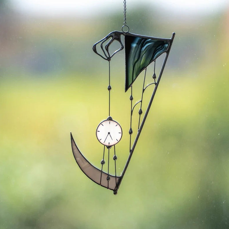 Halloween window decoration stained glass with metal frame