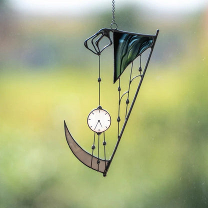 Halloween window decoration stained glass with metal frame