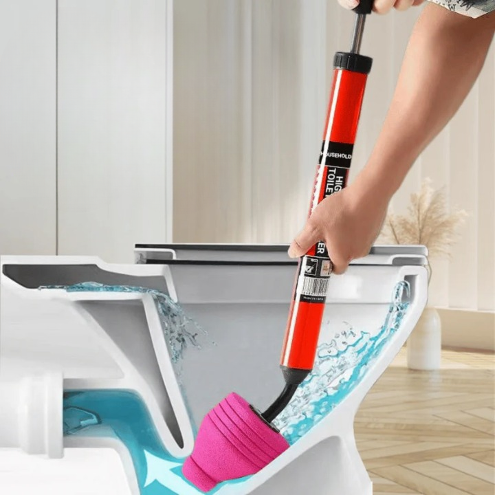 High-pressure drain cleaner — clear clogs without chemicals (toilet, sink, shower)