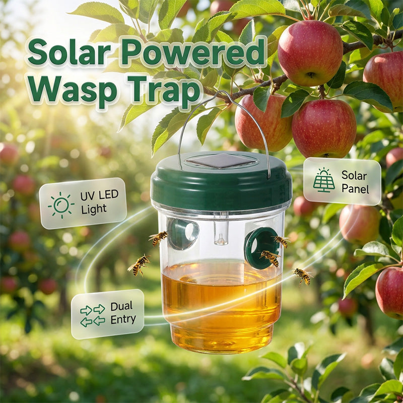 Solar wasp trap with LED attraction