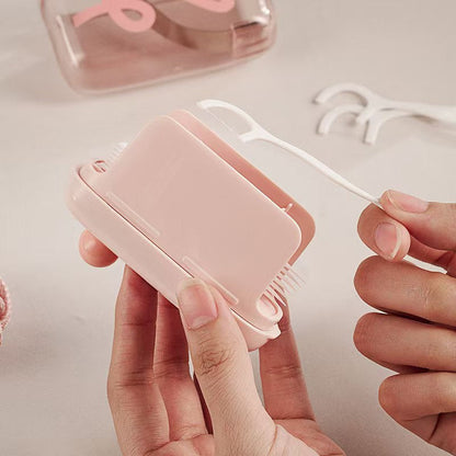 Floss dispenser with push button