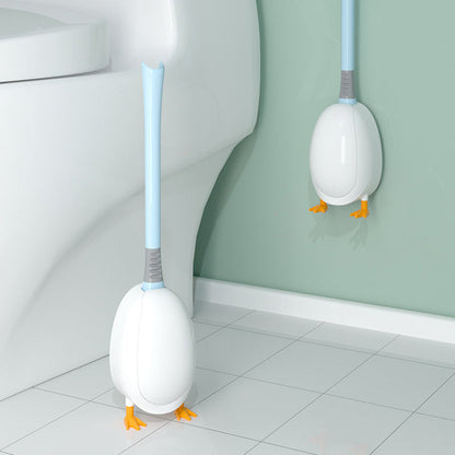 Toilet brush with long handle and soft bristles