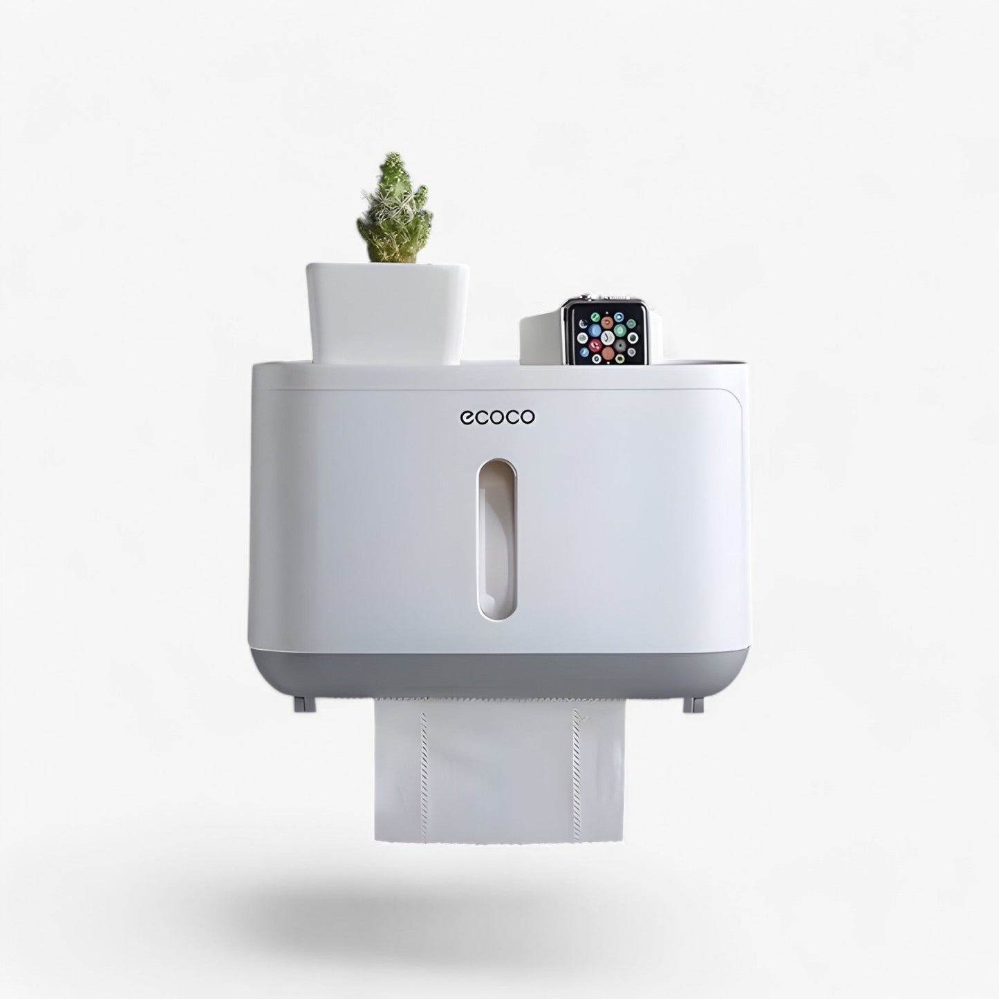 Toilet paper holder with waterproof cover and shelf