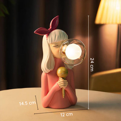 Designer table lamp with soap bubble sculpture