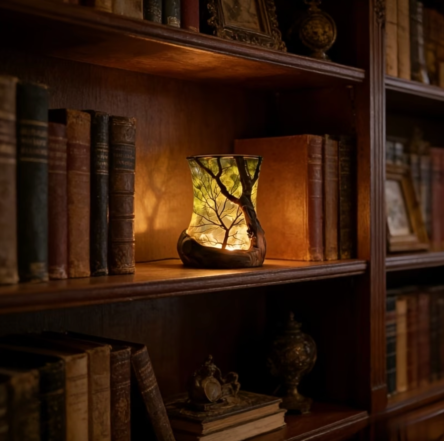 LED atmosphere lamp with forest shadow – battery operated