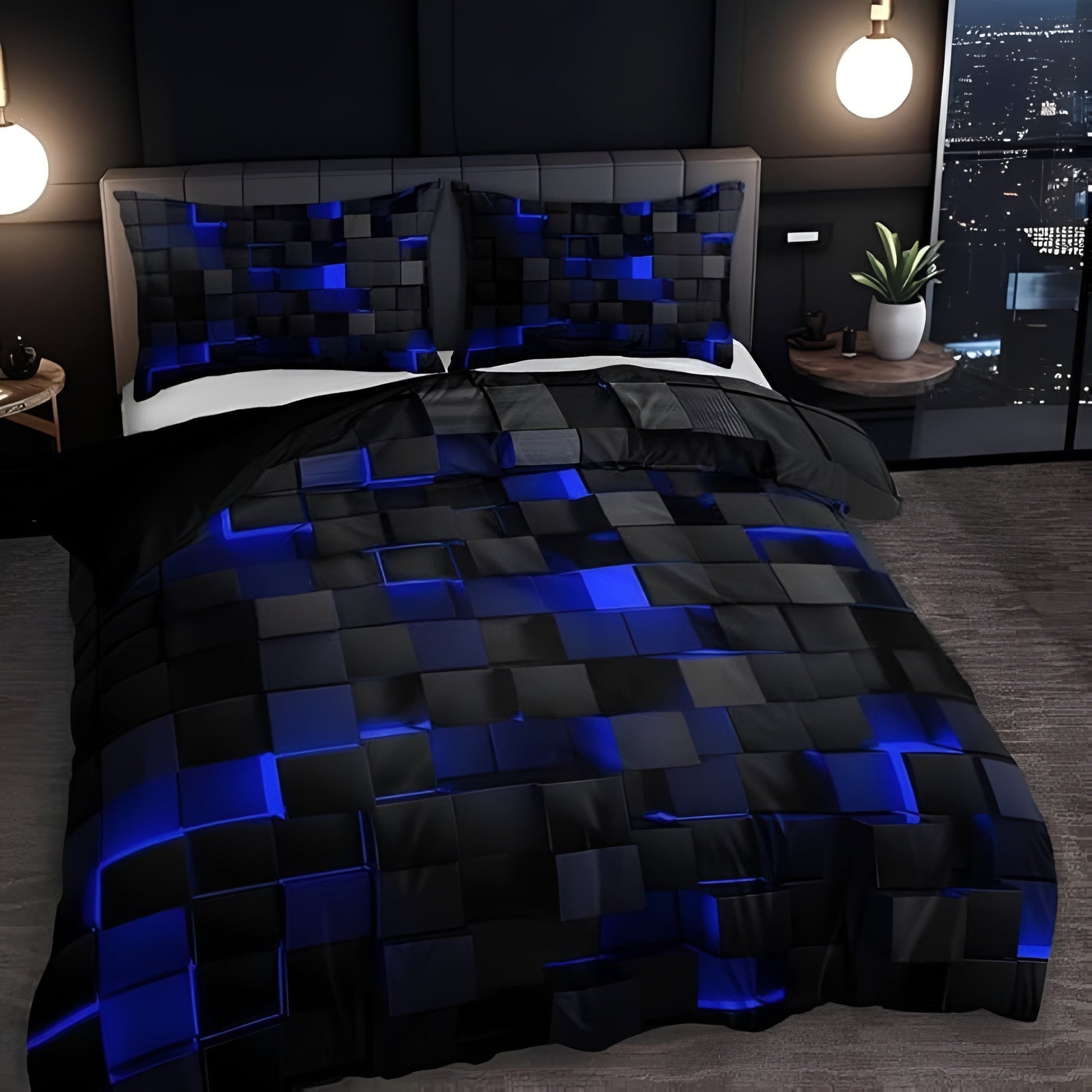 3D Grid Bedding Set with Gaming Design