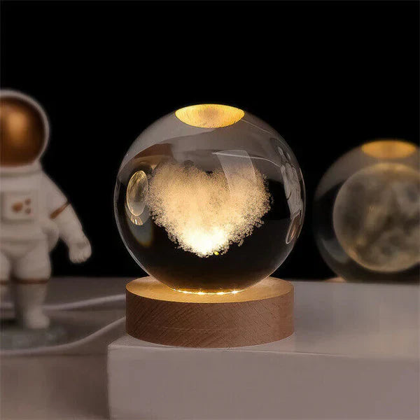 3D Engraved Crystal Ball Lamp – Warm LED Night Light