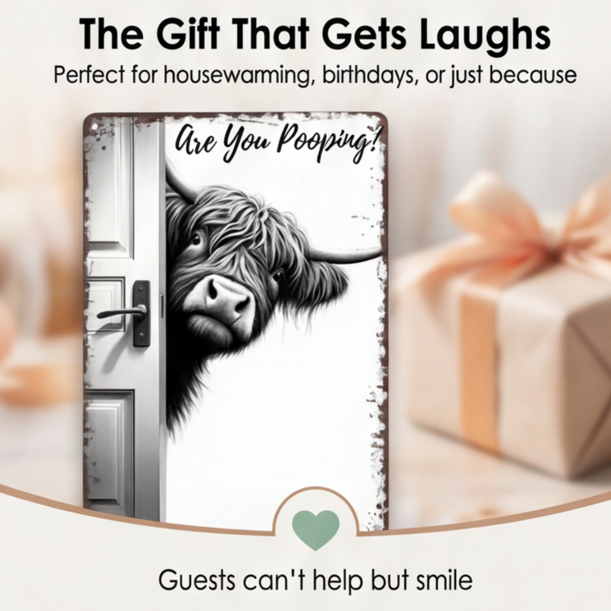 Funny Metal Bathroom Sign – Smiles Included