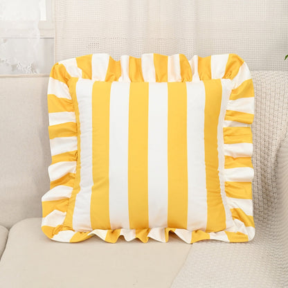 Pillow with Ruffled Edge and Stripe Pattern