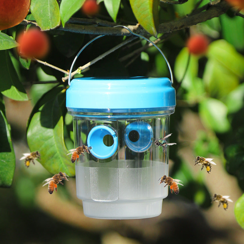 Solar wasp trap with LED attraction
