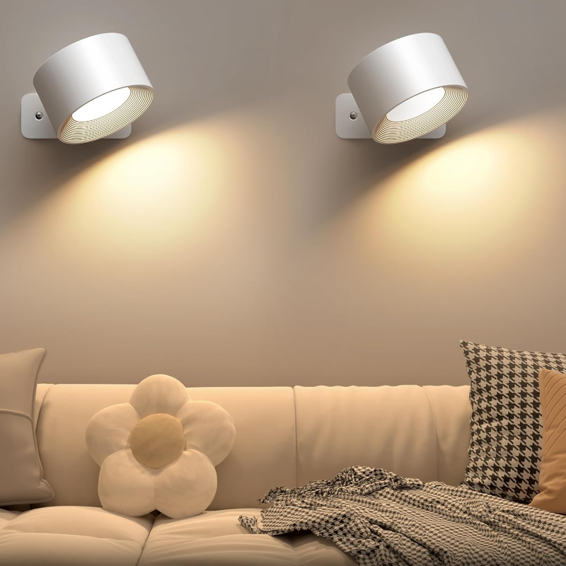 Rechargeable LED Wall Light with 360° Swivel Head – Touch Control, No Wiring