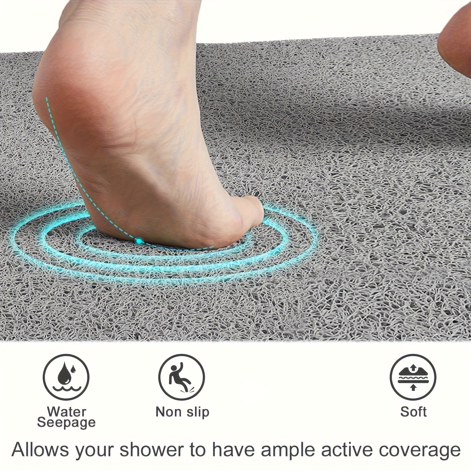 Non-slip shower mat with loofah texture – quick-drying