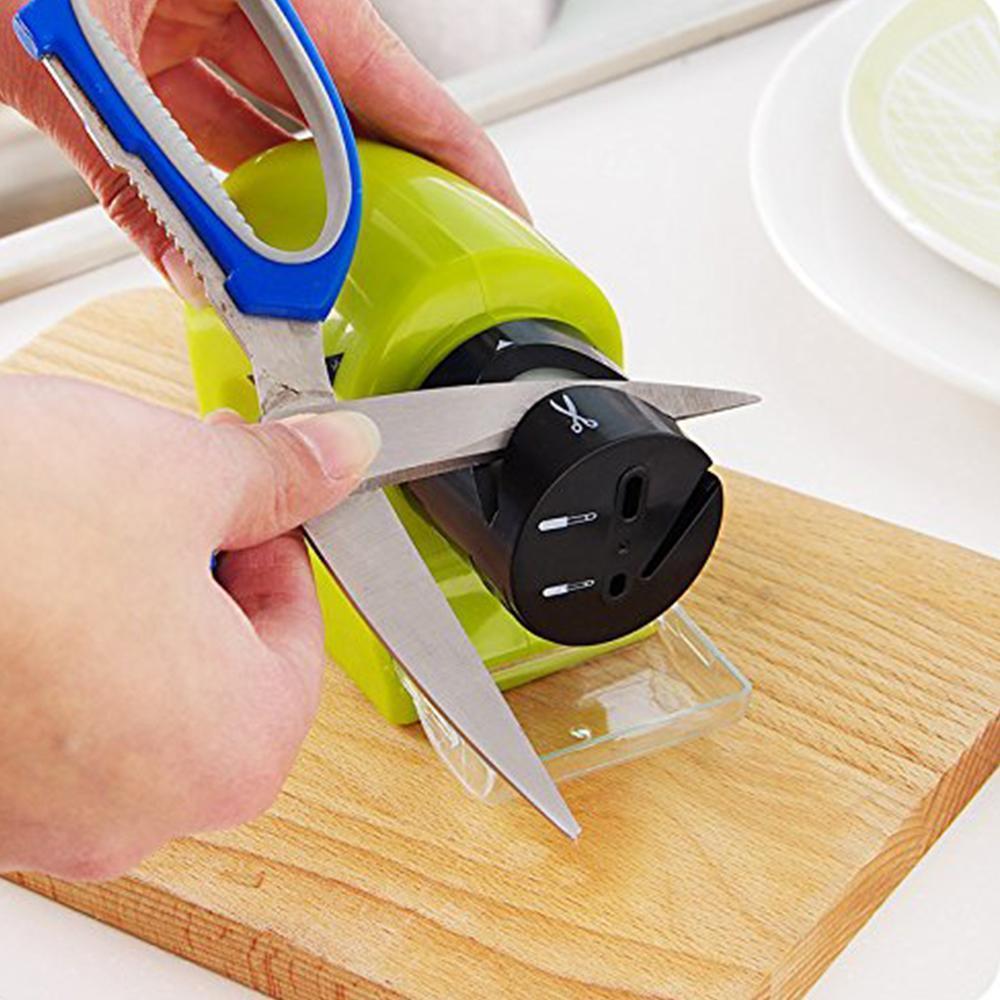 Electric knife sharpener with batteries – Automatic guide
