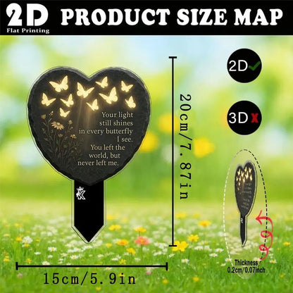 Butterfly Heart Memorial Plaque made of Acrylic with Warm White LED