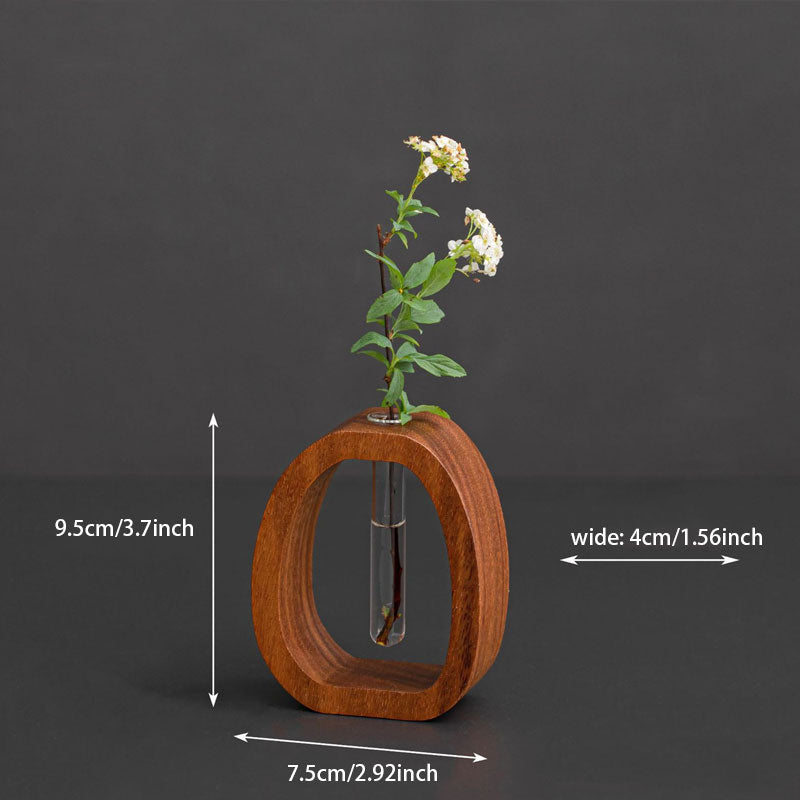 Wall vase wood with glass tube – plant cultivation and decoration