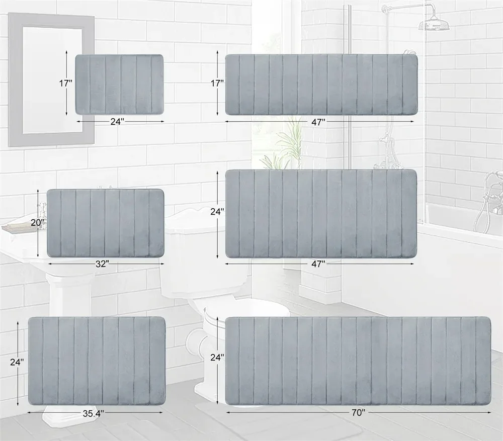 Memory foam bath mat non-slip with 3D design