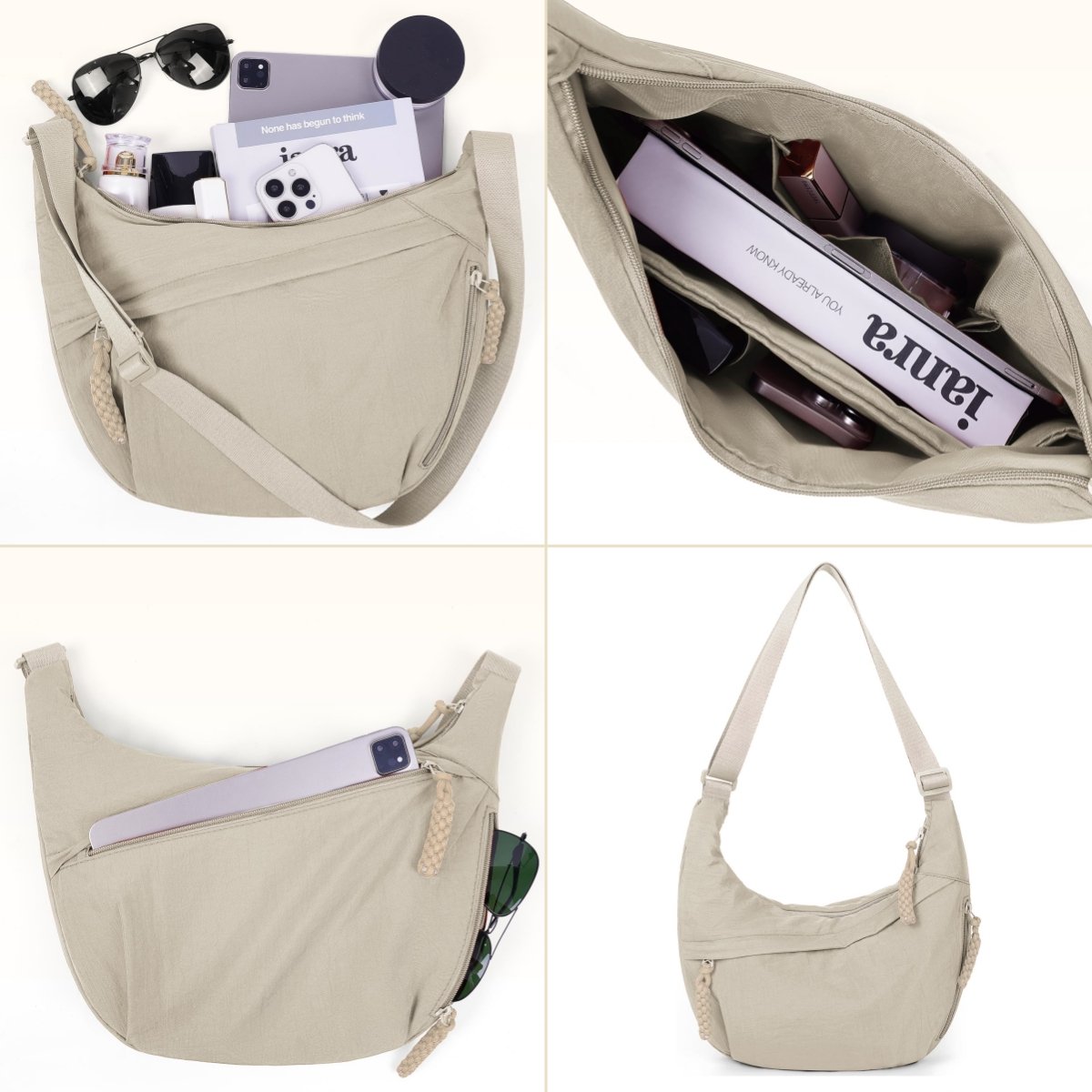 Nylon Crossbody Bag with Multiple Compartments – Lightweight and Practical