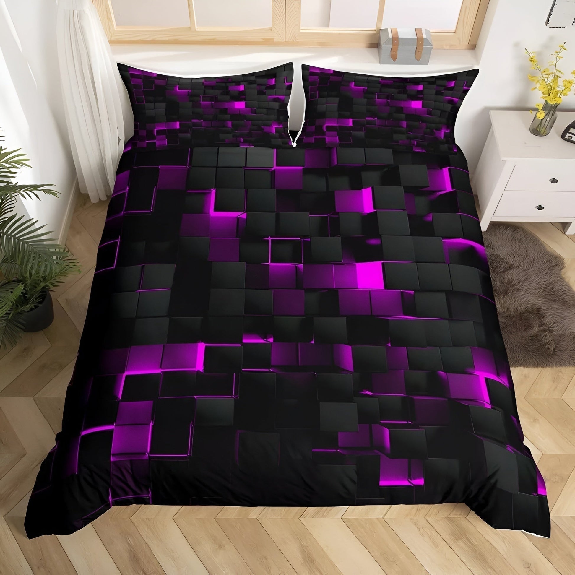 3D Grid Bedding Set with Gaming Design