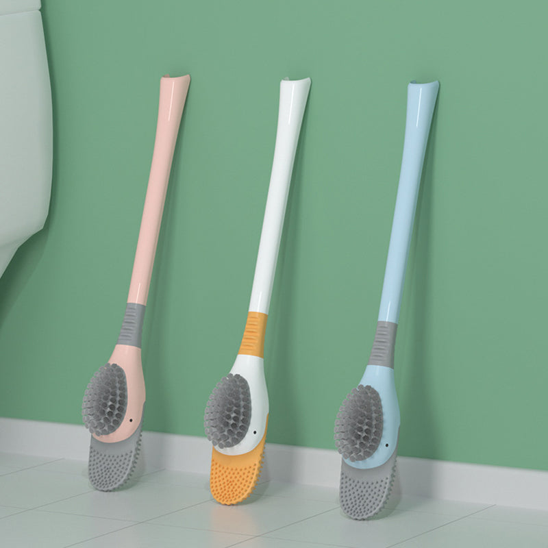 Toilet brush with long handle and soft bristles