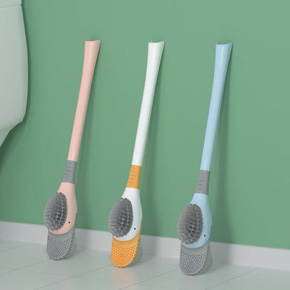 Toilet brush with long handle and soft bristles