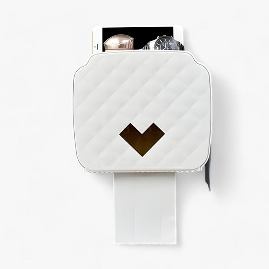 Toilet paper holder with waterproof cover and shelf