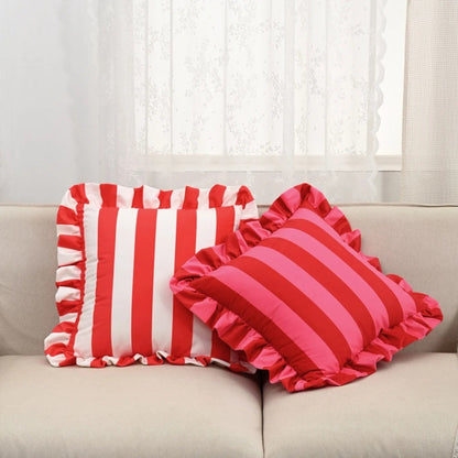Pillow with Ruffled Edge and Stripe Pattern