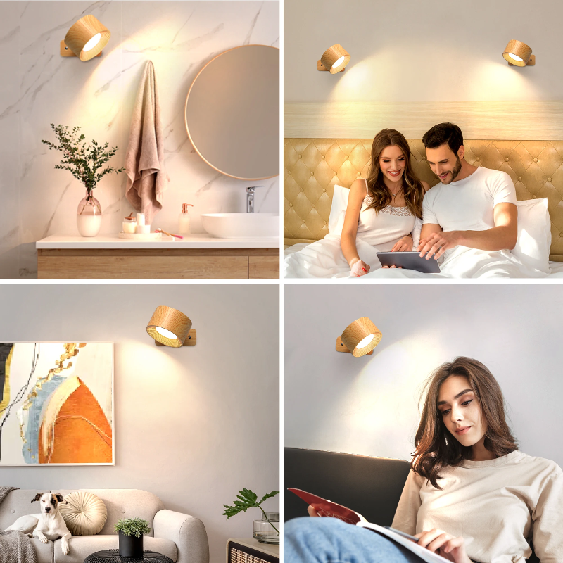 Rechargeable LED Wall Light with 360° Swivel Head – Touch Control, No Wiring
